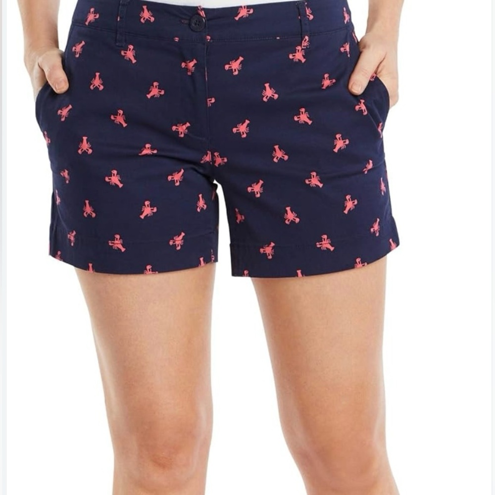 NWT NAUTICA Lobster 🦞 Shorts navy with pink lobsters zipper fly front pockets 6